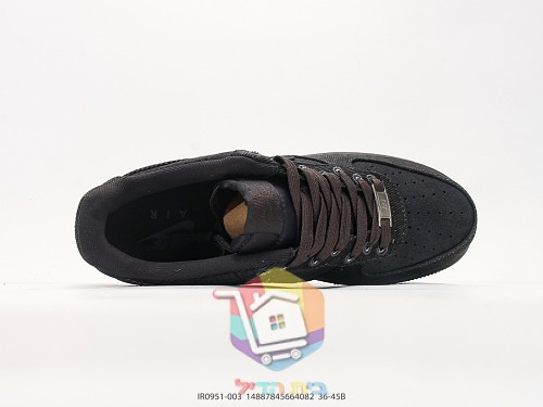 נעלי סניקרס Nike Air Force 1 שחורות עם סוליה חומה 8