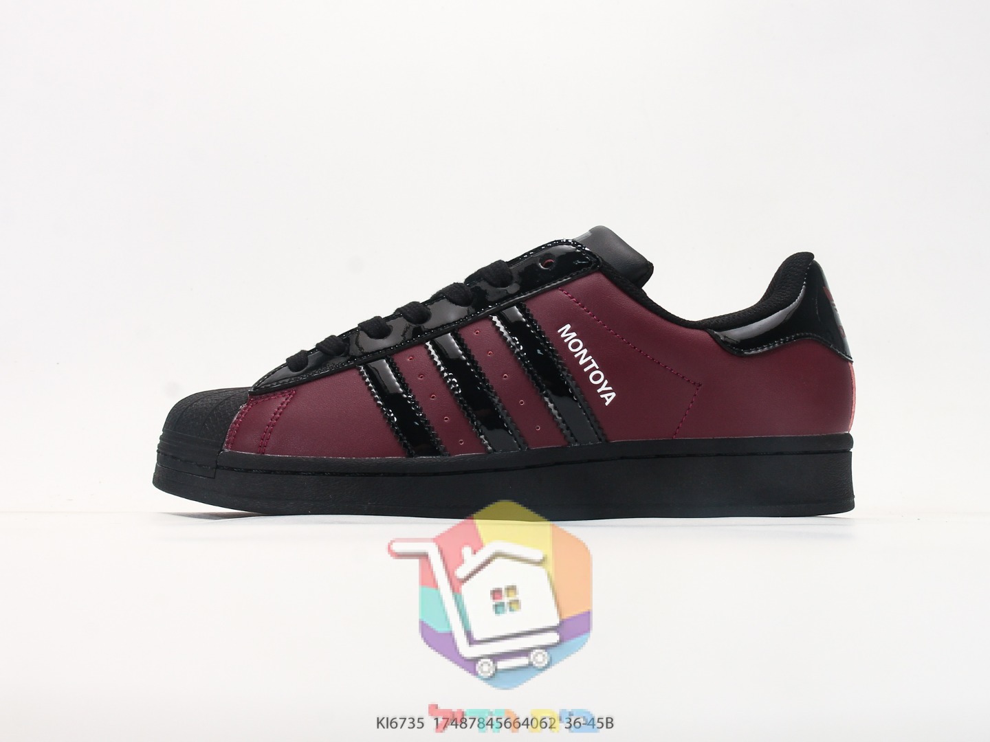 נעלי סניקרס adidas Superstar בורדו עם חרטום צדף שחור