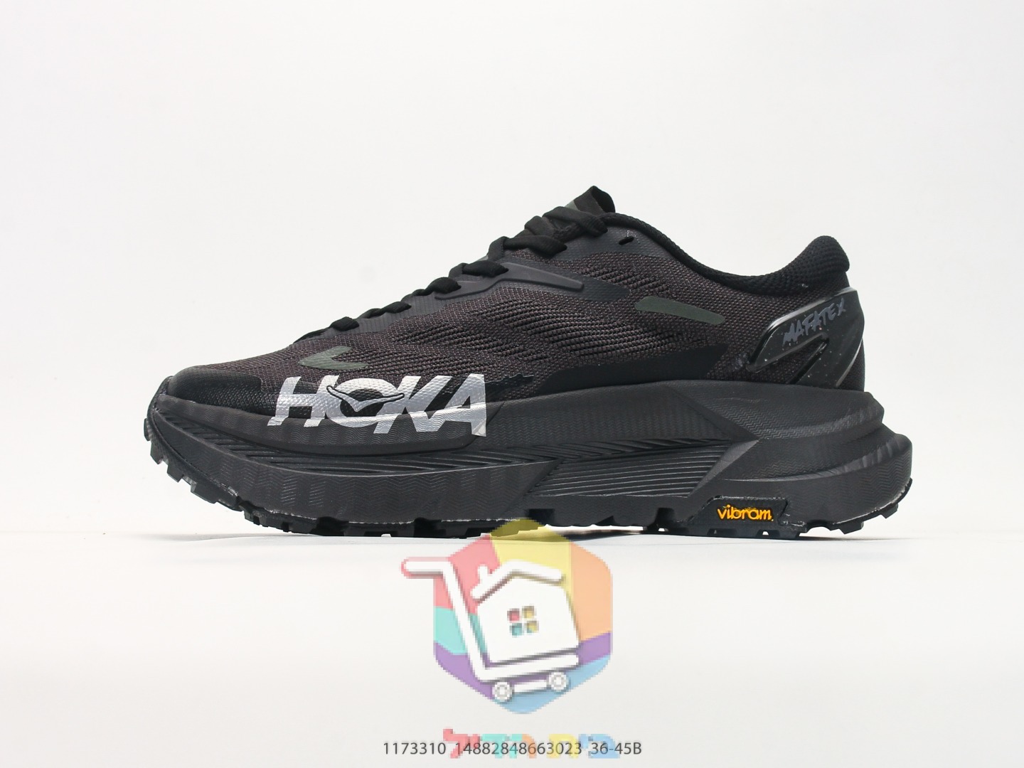 נעלי ריצת שטח HOKA Mafate X שחורות עם סוליית Vibram
