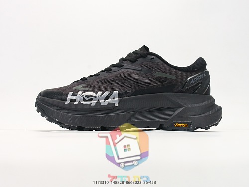 נעלי ריצת שטח HOKA Mafate X שחורות עם סוליית Vibram 5