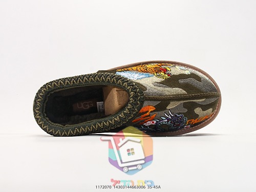 נעלי בית UGG עם רקמת נמר על בד קמופלאז' 16