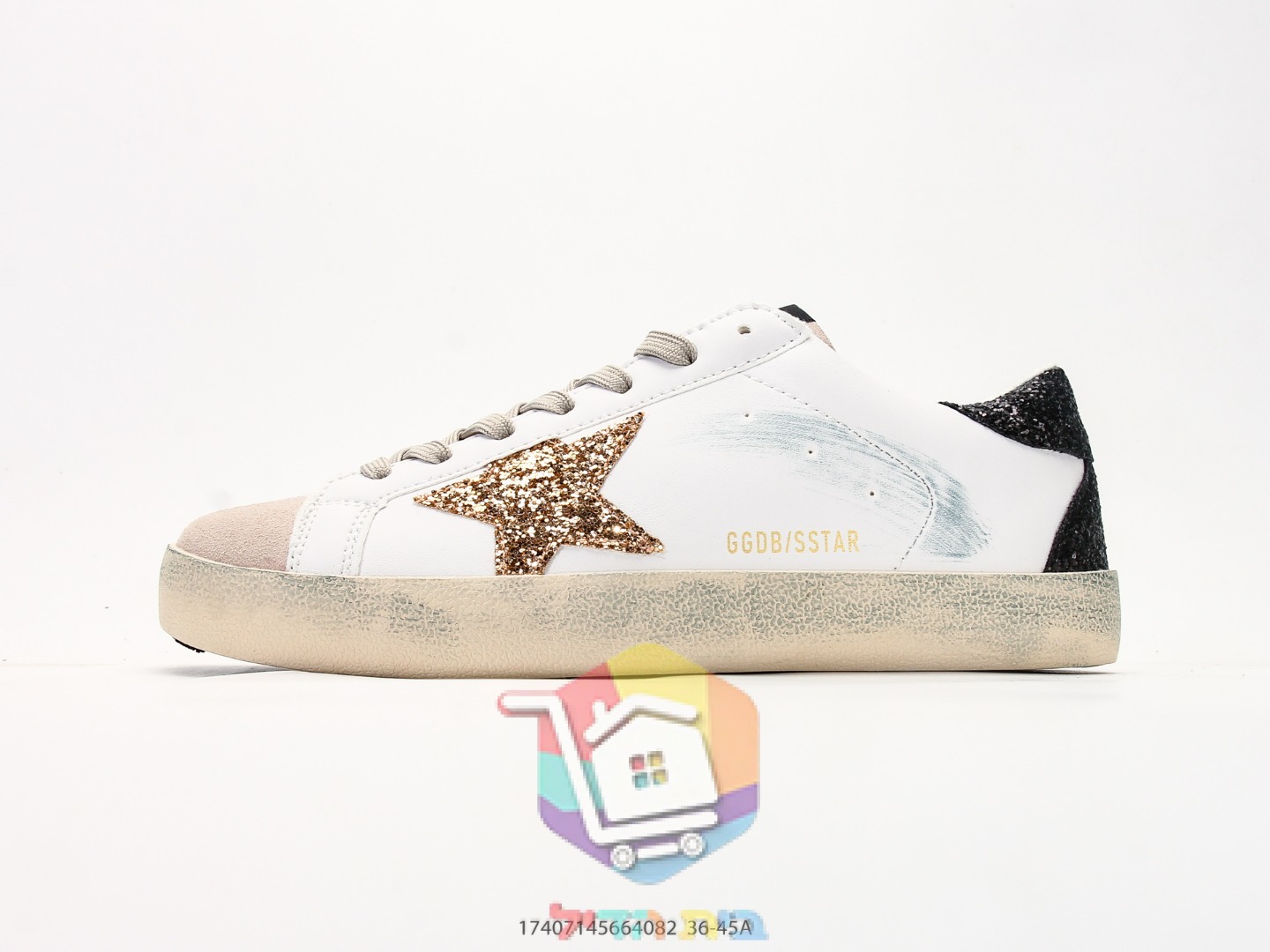 נעלי סניקרס Golden Goose Super-Star עם כוכב גליטר זהב