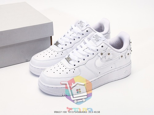נעלי סניקרס Nike Dunk Low לבן שחור ו-Air Force 1 עם פרחים 12