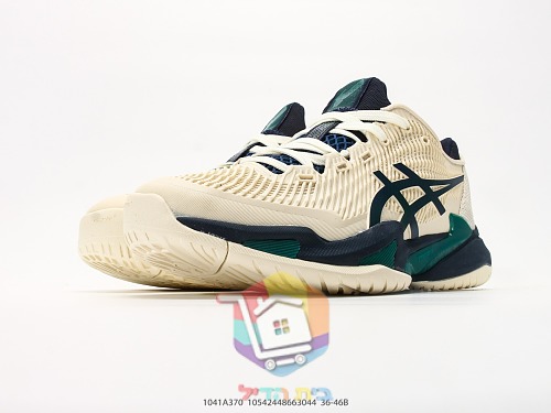 נעלי טניס ASICS בגוון קרם וכחול כהה 5
