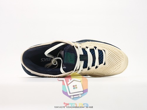 נעלי טניס ASICS בגוון קרם וכחול כהה 7