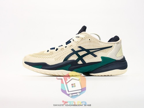 נעלי טניס ASICS בגוון קרם וכחול כהה 9