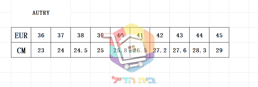 טבלת מידות של הספק