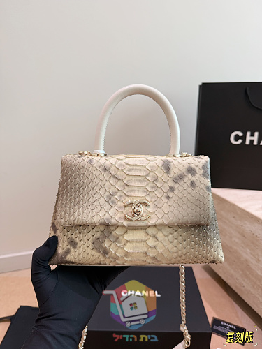 תיק Chanel Coco Handle בהדפס נחש 10