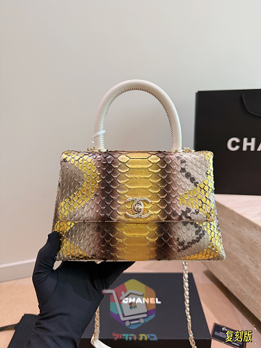 תיק Chanel Coco Handle בהדפס נחש 15