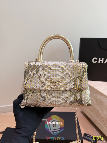 תיק Chanel Coco Handle בהדפס נחש 17