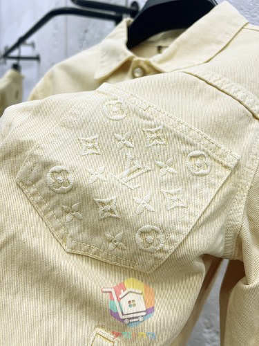 סט דנים Louis Vuitton צהוב חיוור, ז'קט, מכנסי דגמ"ח 4