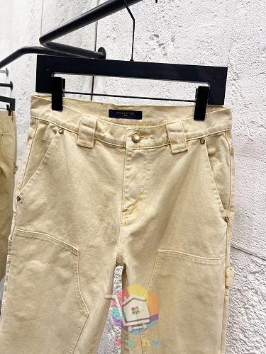 סט דנים Louis Vuitton צהוב חיוור, ז'קט, מכנסי דגמ"ח 15