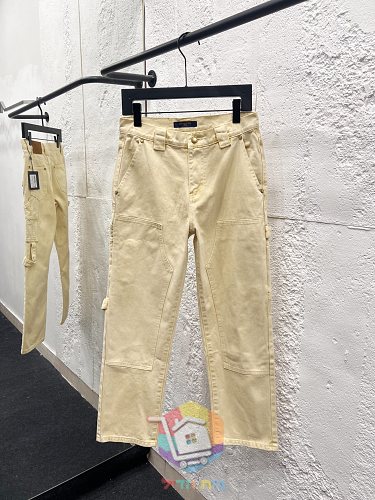 סט דנים Louis Vuitton צהוב חיוור, ז'קט, מכנסי דגמ"ח 18