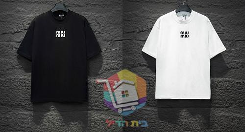 חולצת טי Miu Miu אוברסייז שחור, לבן 19