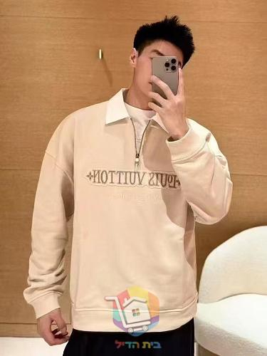 סווטשירט Louis Vuitton עם רוכסן קצר וצווארון לבן 10