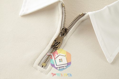 סווטשירט Louis Vuitton עם רוכסן קצר וצווארון לבן 21