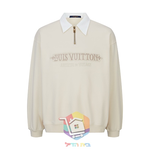 סווטשירט Louis Vuitton עם רוכסן קצר וצווארון לבן 23