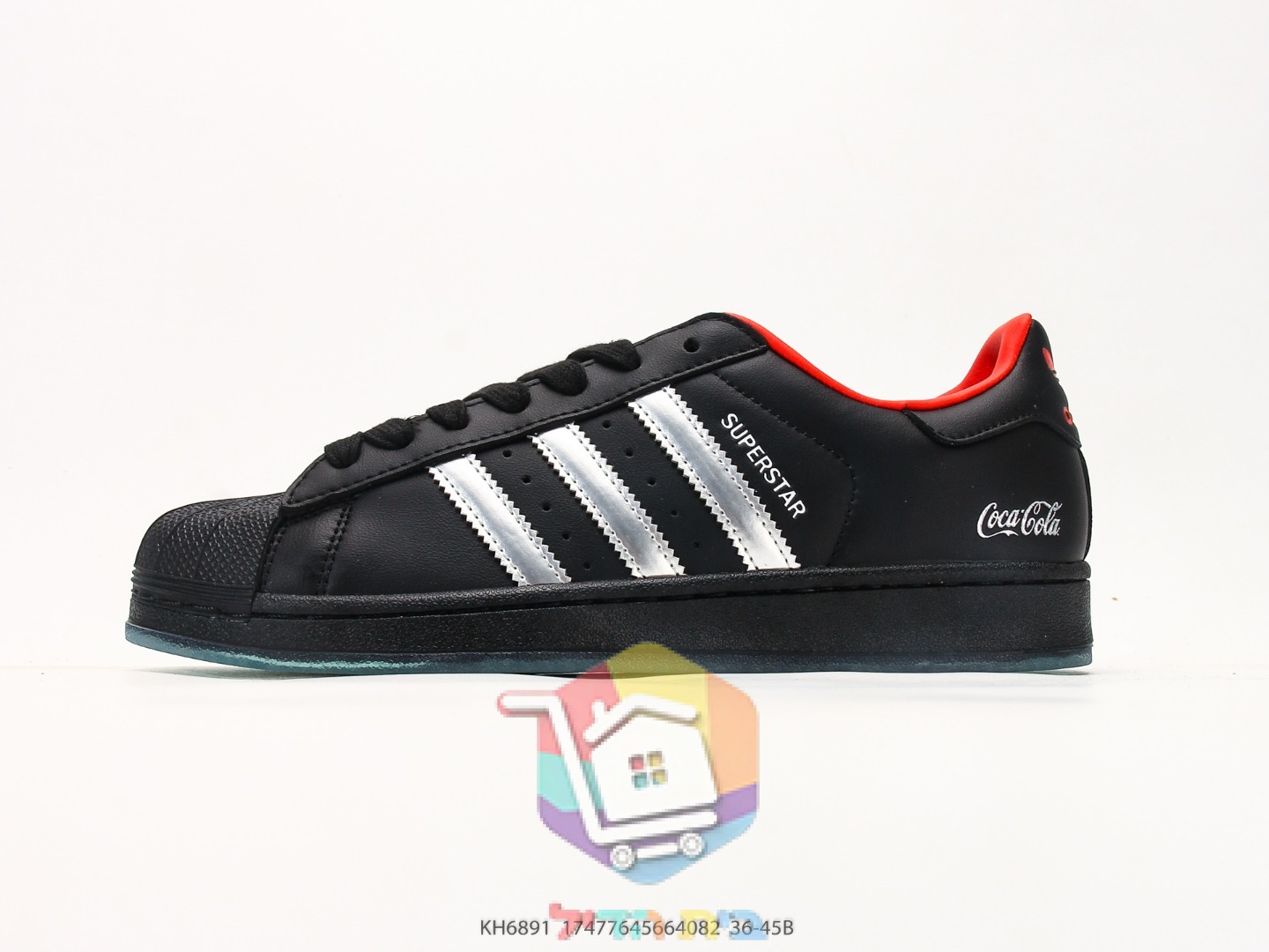 נעלי סניקרס adidas Superstar שחורות עם לוגו Coca-Cola