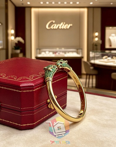 צמיד קשיח Cartier עם שני ראשי פנתר 9