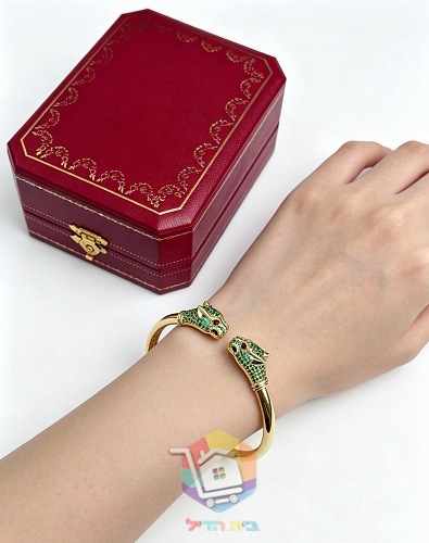 צמיד קשיח Cartier עם שני ראשי פנתר 14