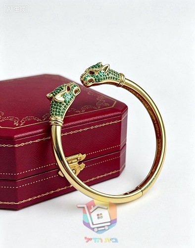 צמיד קשיח Cartier עם שני ראשי פנתר 15