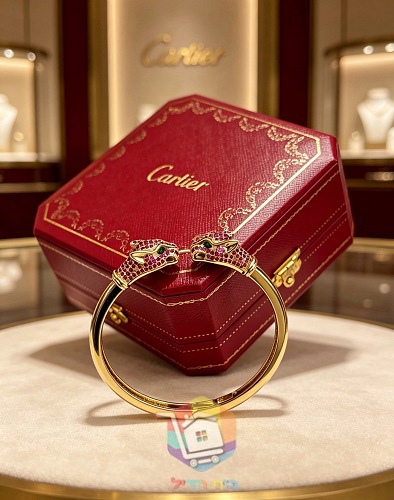 צמיד קשיח Cartier עם שני ראשי פנתר 17