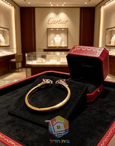 צמיד קשיח Cartier עם שני ראשי פנתר 18
