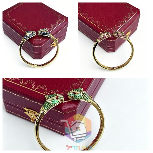 צמיד קשיח Cartier עם שני ראשי פנתר 24