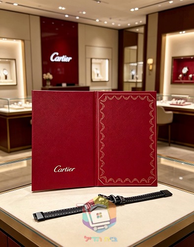 צמיד עור Cartier עם ראש פנתר וטבעות משובצות 7