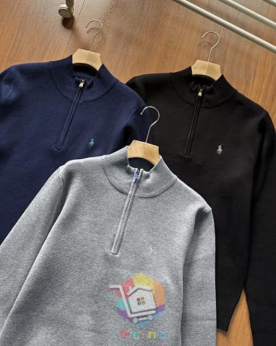 סוודר Polo Ralph Lauren עם רוכסן קצר וצווארון עומד 9