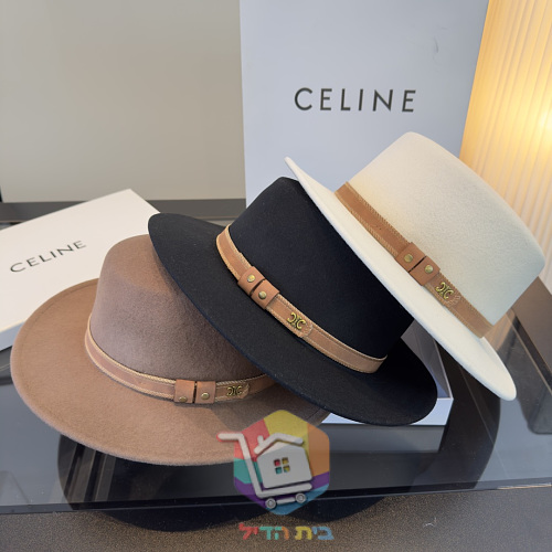 כובע Celine מלבד עם סרט עור 8