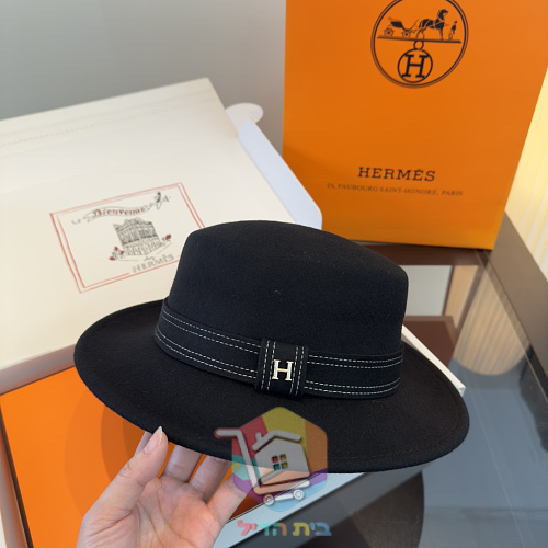כובע Hermes מלבד עם שוליים רחבים 4