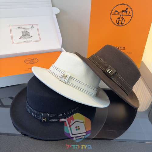 כובע Hermes מלבד עם שוליים רחבים 8
