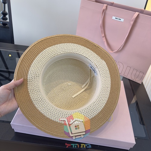 כובע קש Miu Miu עם רצועת עור 28